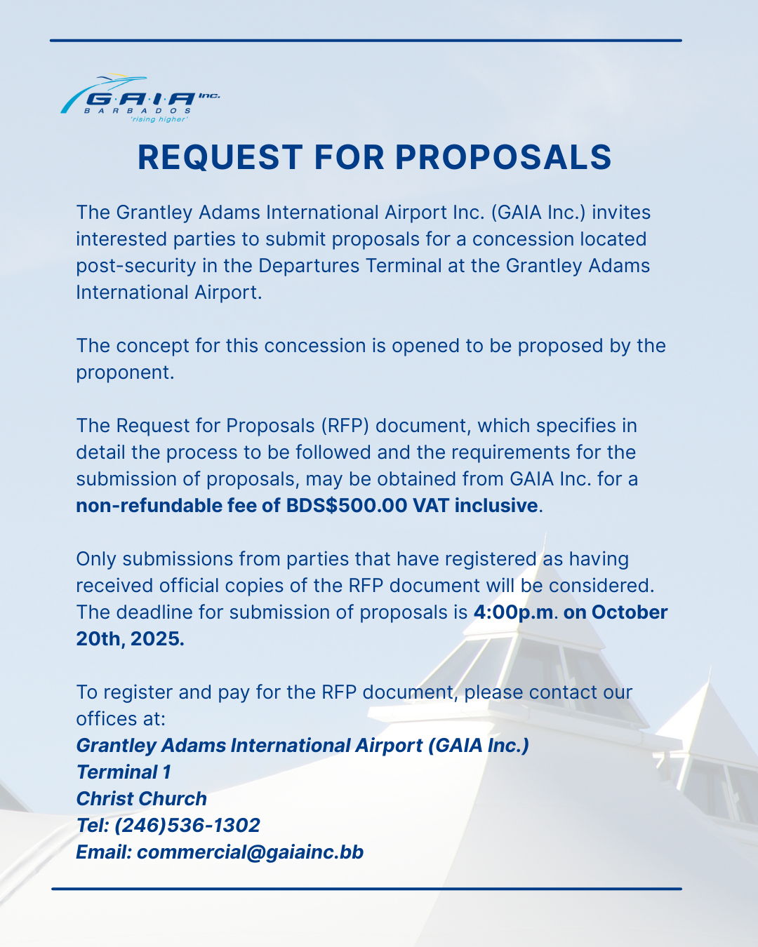 Aircraft Rfp RFP for Concession – Prime Post-Security Retail Opportunity | GAIA Inc ...